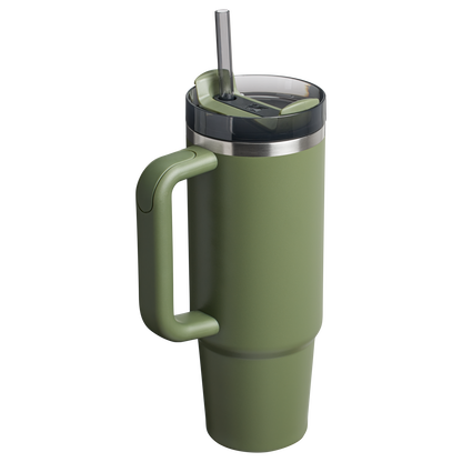 Stanley Quencher 30 OZ Insulated Tumbler Cup With Straw & Handle In Dried Pine Green