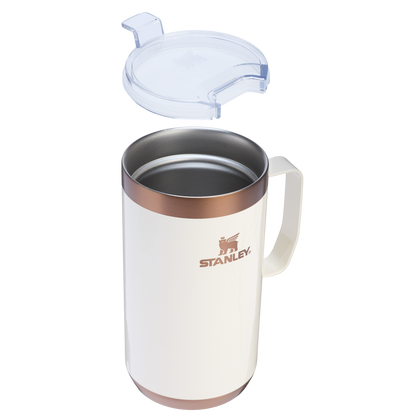 Stanley 24 OZ Stay-Hot Camp Stainless Steel Mug In Gilded Marshmallow White