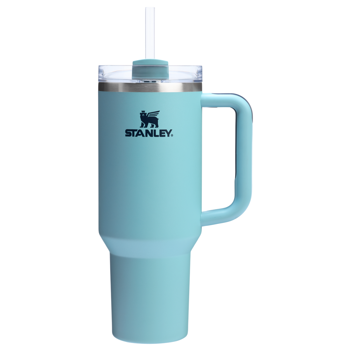 Stanley 40 OZ Quencher FlowState Stainless Steel Tumbler With Straw And Handle In Agave Blue