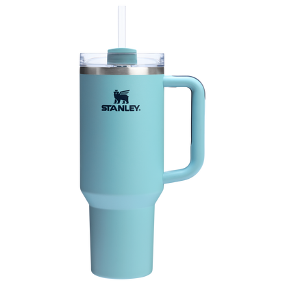 Stanley 40 OZ Quencher FlowState Stainless Steel Tumbler With Straw And Handle In Agave Blue